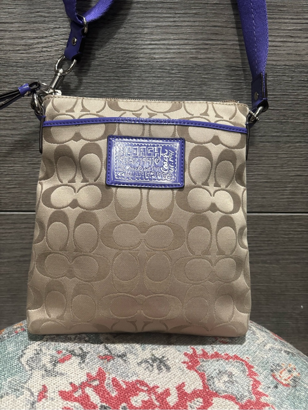 Coach Poppy Signature C Crossbody - Khaki/Purple